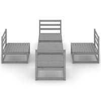 Thumbnail for 5-tlg. Garten-Lounge-Set Grau Kiefer Massivholz