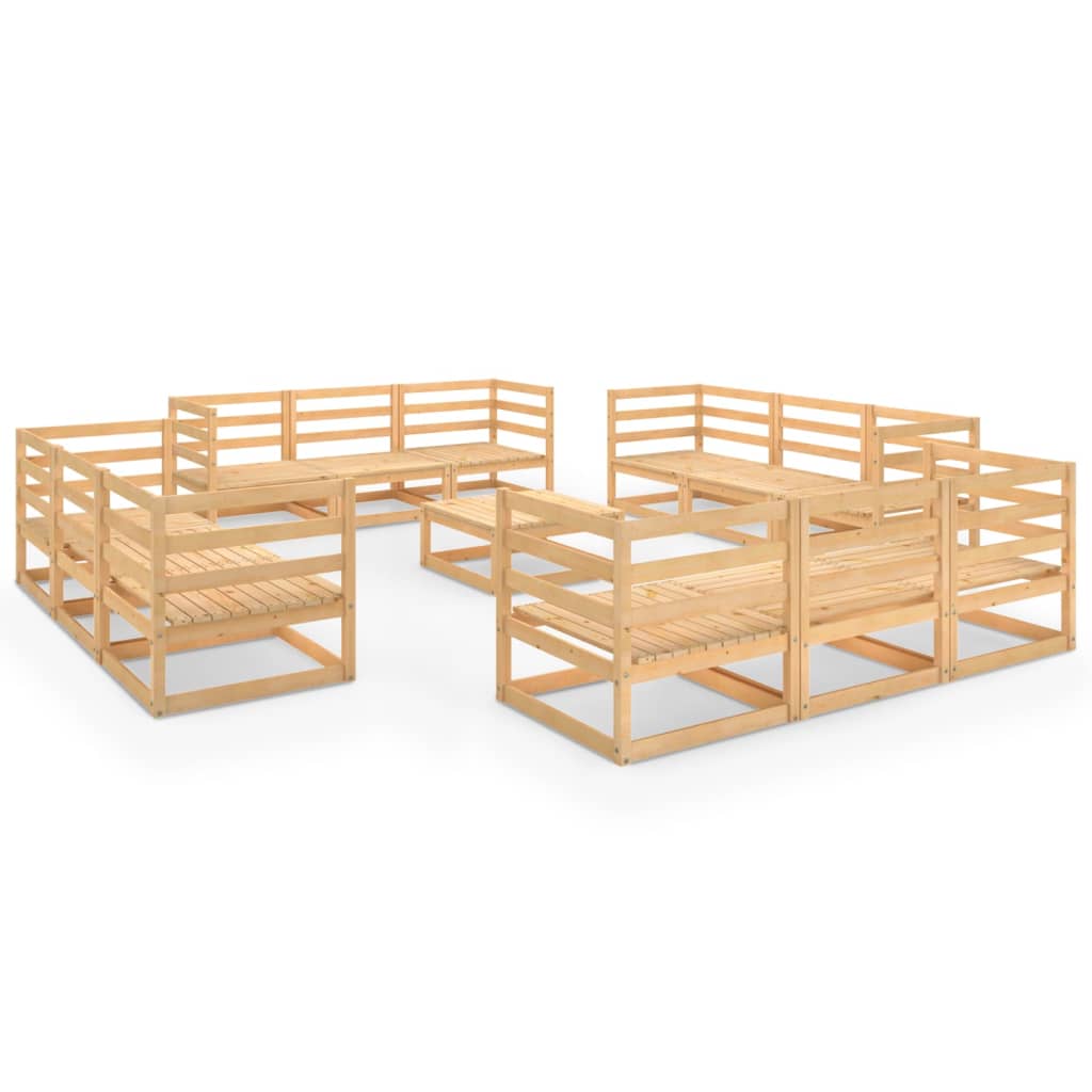 13-tlg. Garten-Lounge-Set Massivholz Kiefer