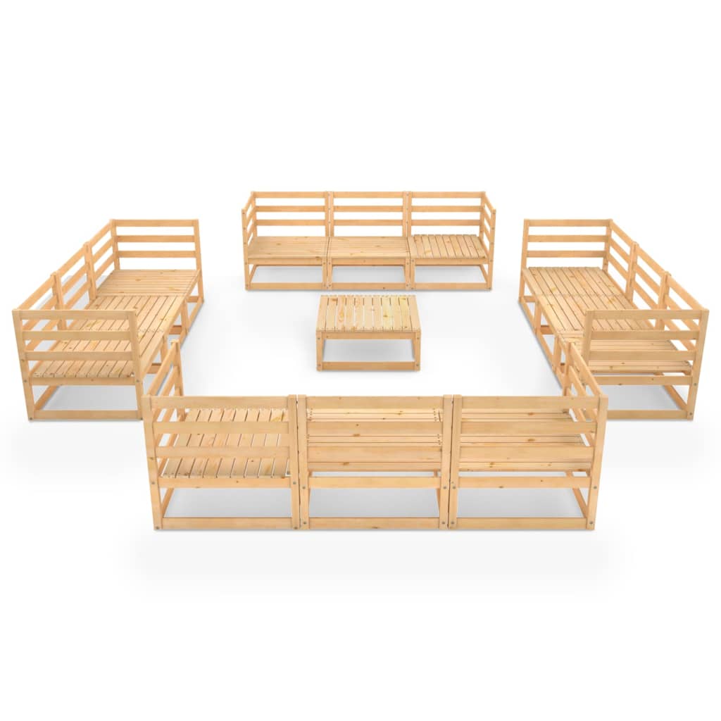13-tlg. Garten-Lounge-Set Massivholz Kiefer