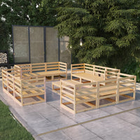 Thumbnail for 13-tlg. Garten-Lounge-Set Massivholz Kiefer
