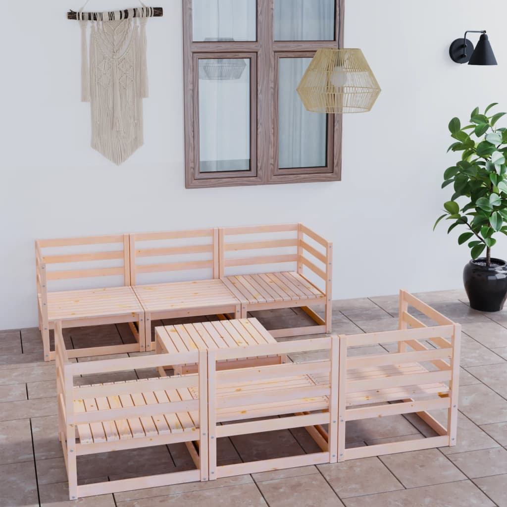 7-tlg. Garten-Lounge-Set Massivholz Kiefer