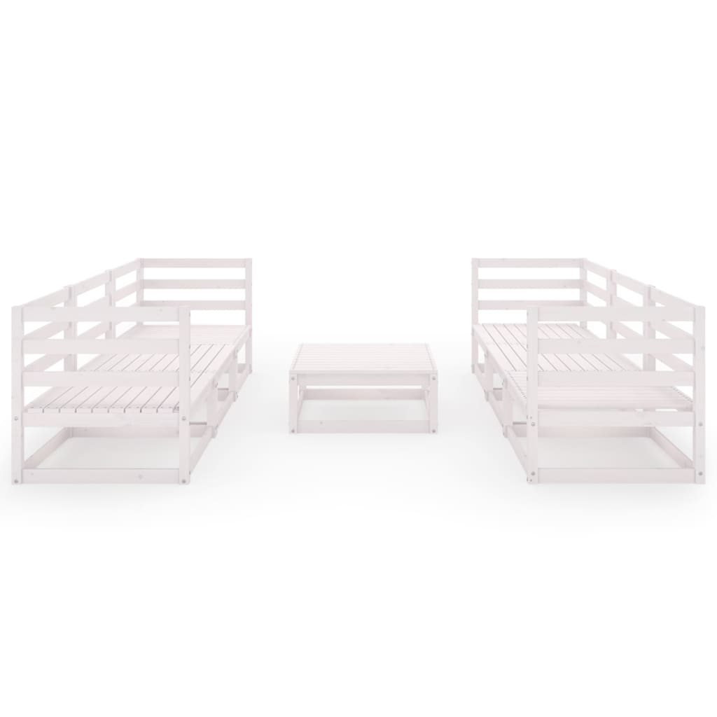 7-tlg. Garten-Lounge-Set Weiß Kiefer Massivholz