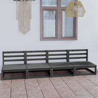 Thumbnail for 4-Sitzer-Gartensofa Grau Kiefer Massivholz