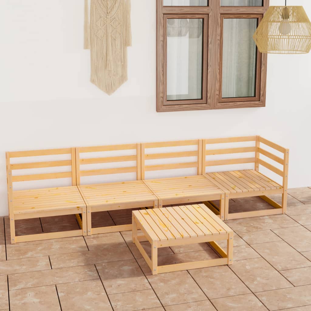 5-tlg. Garten-Lounge-Set Massivholz Kiefer