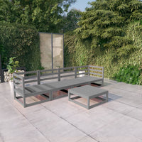 Thumbnail for 5-tlg. Garten-Lounge-Set Grau Kiefer Massivholz