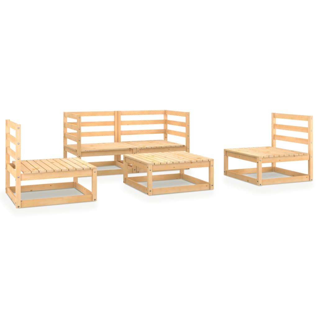 5-tlg. Garten-Lounge-Set Massivholz Kiefer