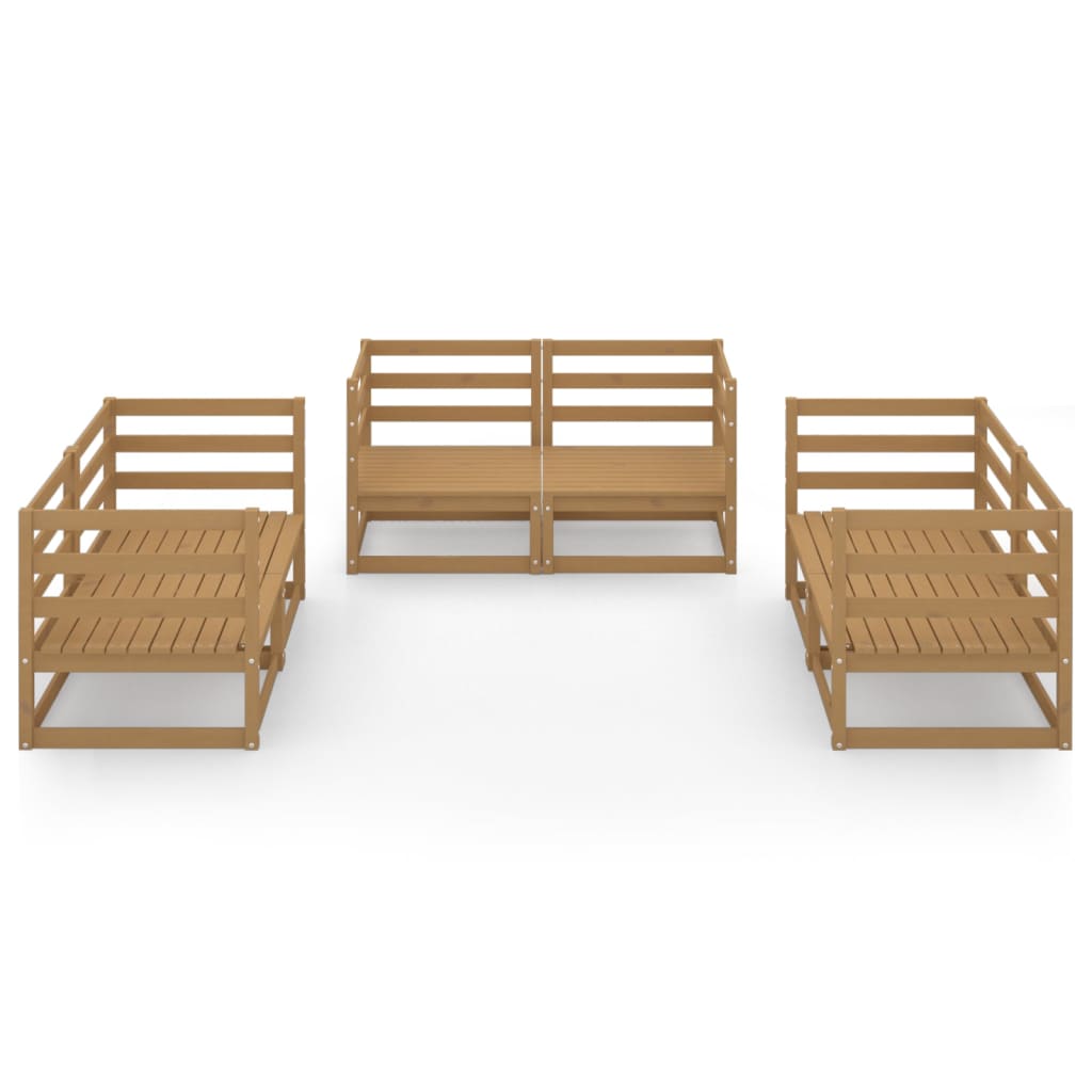 6-tlg. Garten-Lounge-Set Honigbraun Massivholz Kiefer