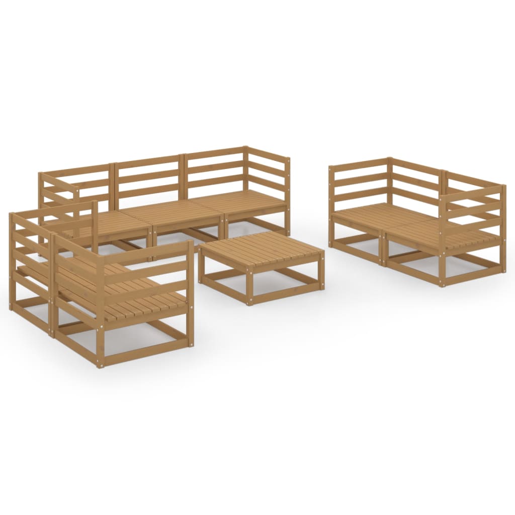 8-tlg. Garten-Lounge-Set Honigbraun Massivholz Kiefer