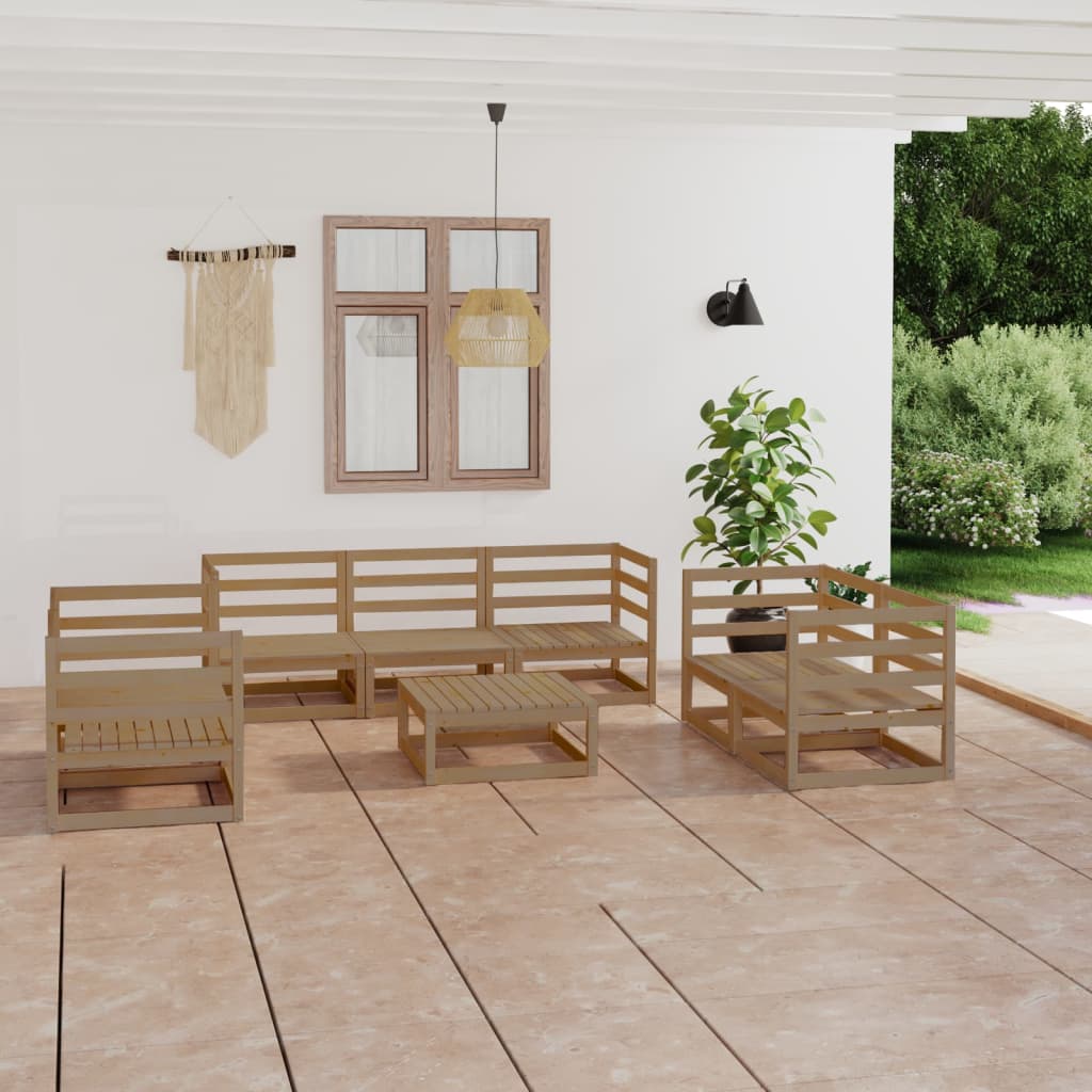 8-tlg. Garten-Lounge-Set Honigbraun Massivholz Kiefer