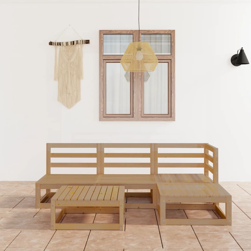 5-tlg. Garten-Lounge-Set Honigbraun Massivholz Kiefer