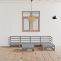 Thumbnail for 6-tlg. Garten-Lounge-Set Grau Kiefer Massivholz