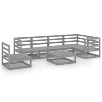 Thumbnail for 7-tlg. Garten-Lounge-Set Grau Kiefer Massivholz