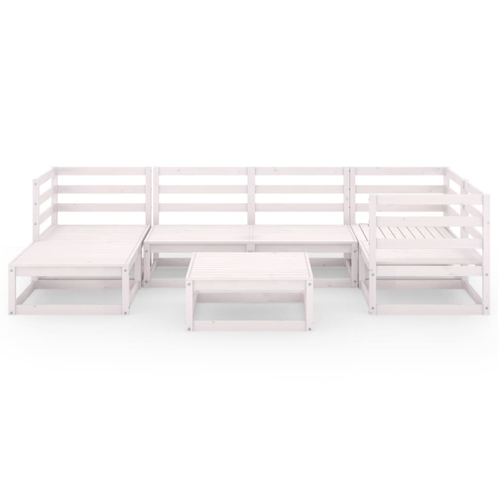 7-tlg. Garten-Lounge-Set Weiß Kiefer Massivholz