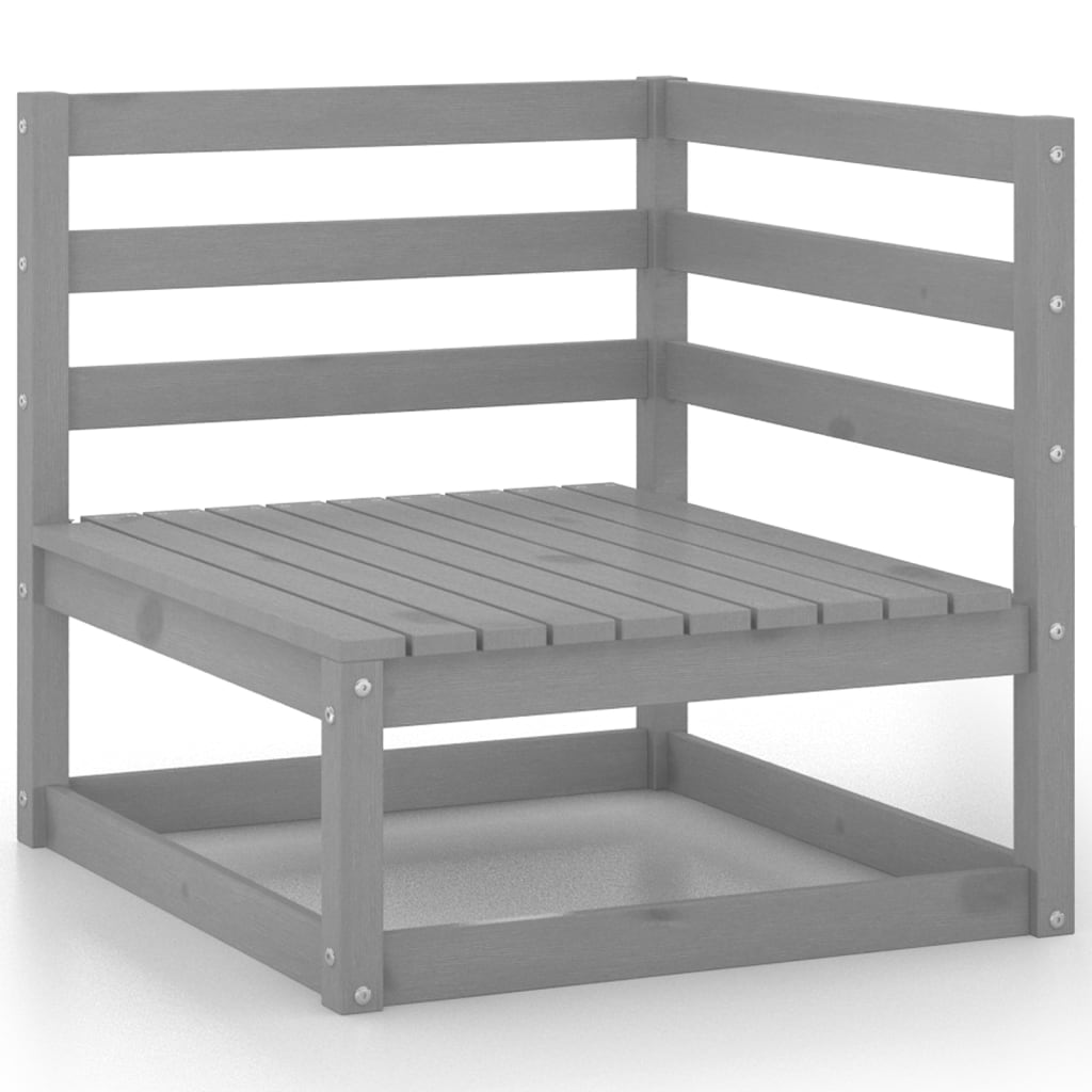 7-tlg. Garten-Lounge-Set Grau Kiefer Massivholz