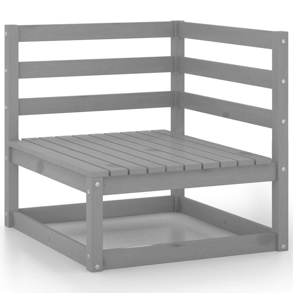 7-tlg. Garten-Lounge-Set Grau Kiefer Massivholz