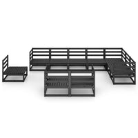 Thumbnail for 10-tlg. Garten-Lounge-Set Schwarz Massivholz Kiefer