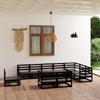 Thumbnail for 10-tlg. Garten-Lounge-Set Schwarz Massivholz Kiefer