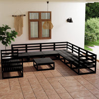 Thumbnail for 10-tlg. Garten-Lounge-Set Schwarz Massivholz Kiefer