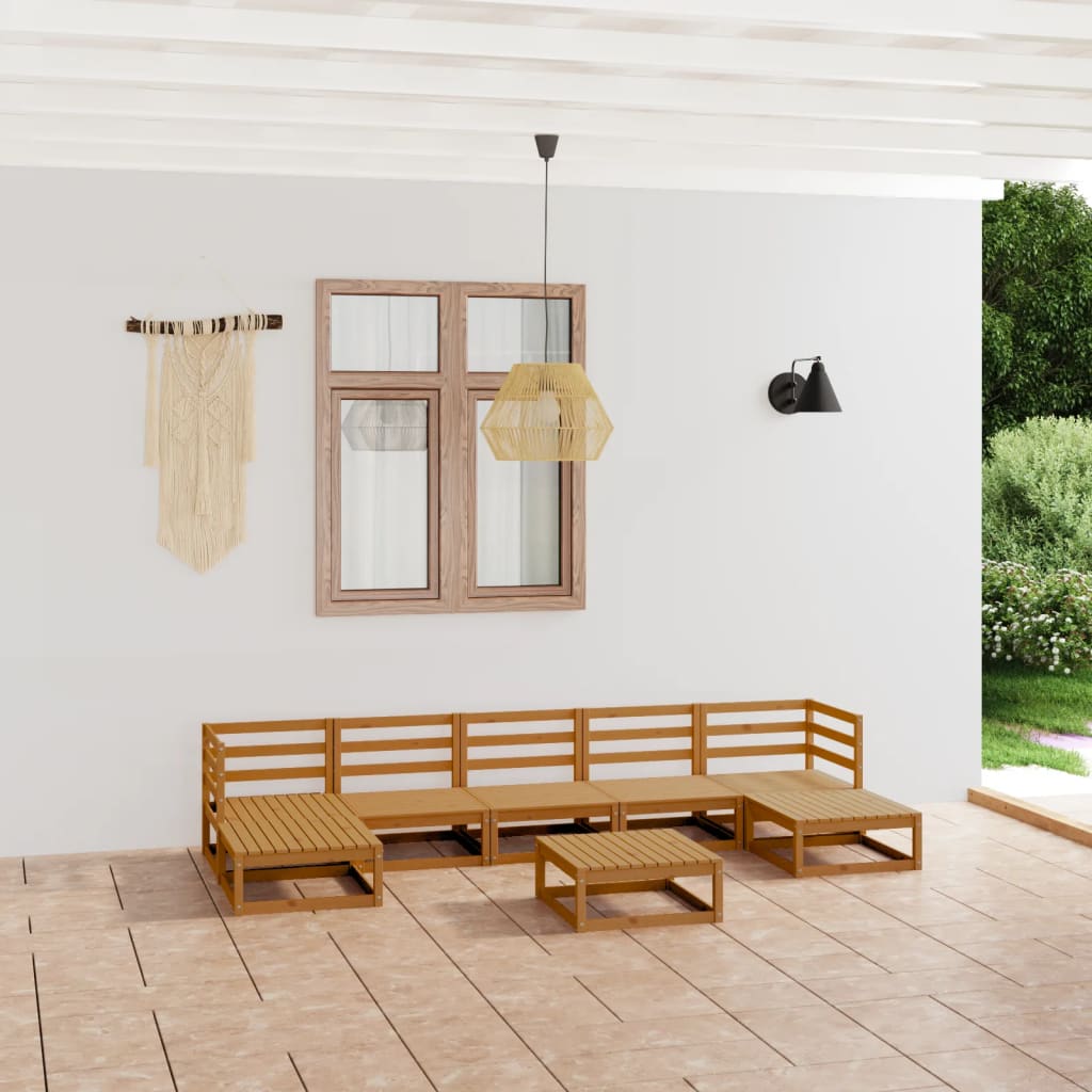 8-tlg. Garten-Lounge-Set Massivholz Kiefer