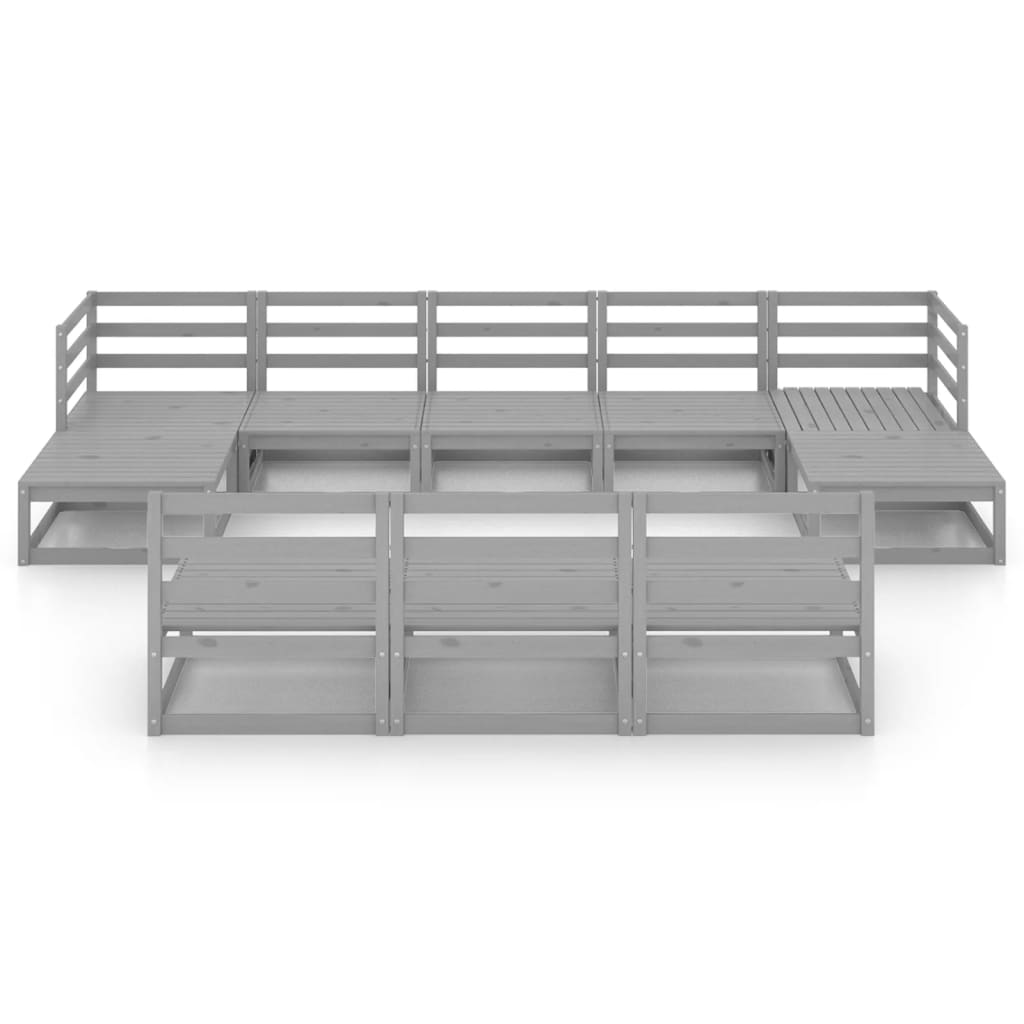 10-tlg. Garten-Lounge-Set Kiefer Massivholz