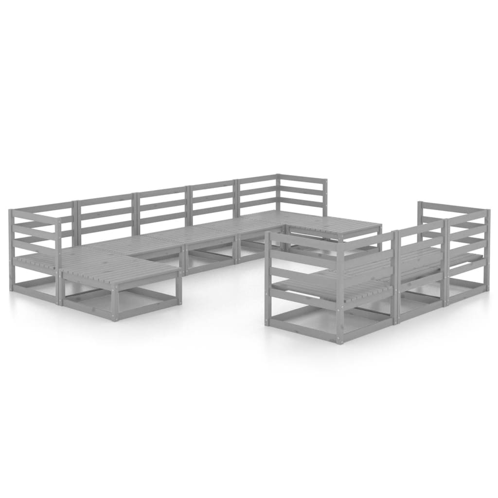 10-tlg. Garten-Lounge-Set Kiefer Massivholz