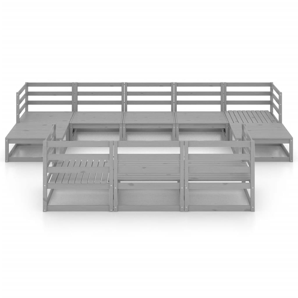 10-tlg. Garten-Lounge-Set Kiefer Massivholz