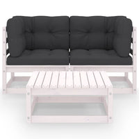 Thumbnail for 3-tlg. Garten-Lounge-Set mit Kissen Kiefer Massivholz