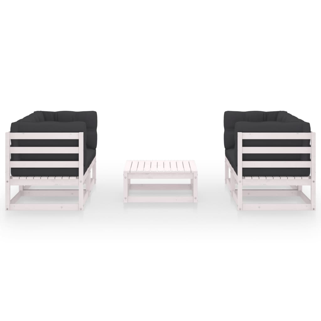 5-tlg. Garten-Lounge-Set mit Kissen Kiefer Massivholz