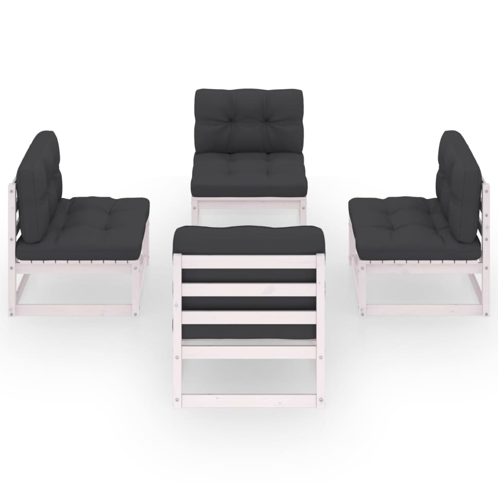 4-tlg. Garten-Lounge-Set mit Kissen Kiefer Massivholz