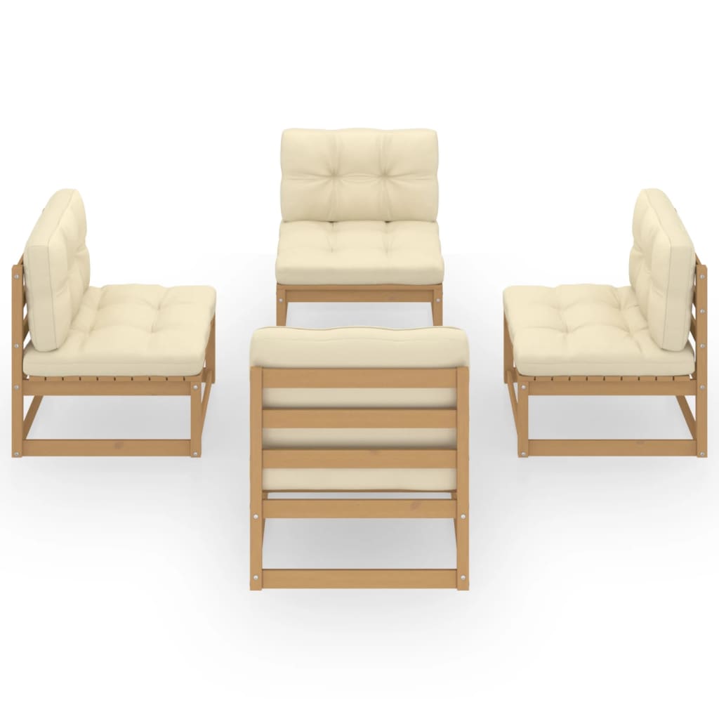 4-tlg. Garten-Lounge-Set mit Kissen Kiefer Massivholz