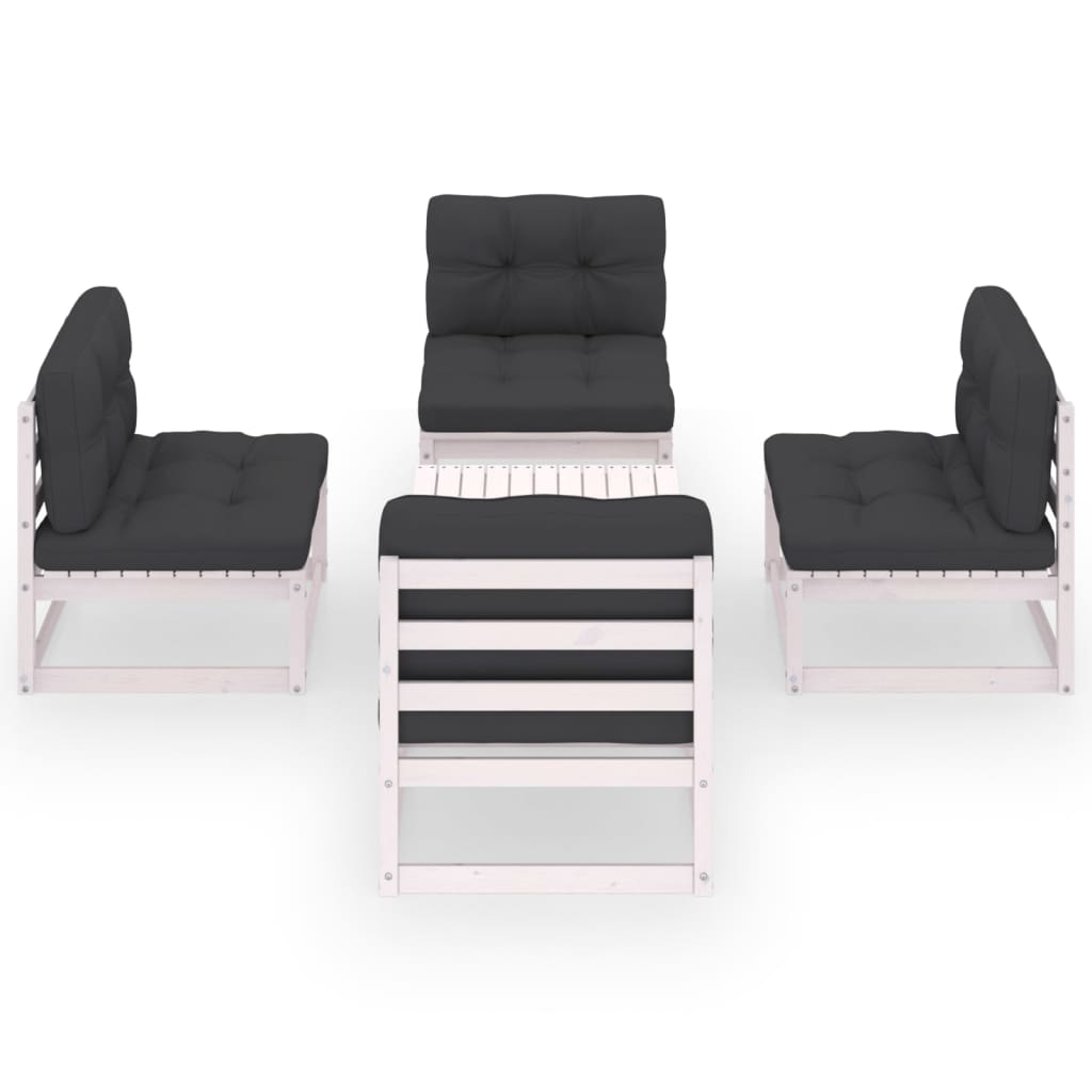 5-tlg. Garten-Lounge-Set mit Kissen Kiefer Massivholz