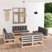 Thumbnail for 8-tlg. Garten-Lounge-Set mit Kissen Kiefer Massivholz