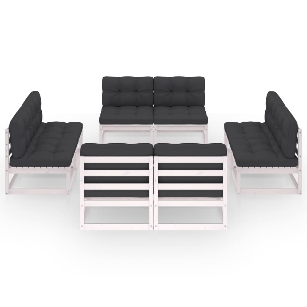 8-tlg. Garten-Lounge-Set mit Kissen Kiefer Massivholz