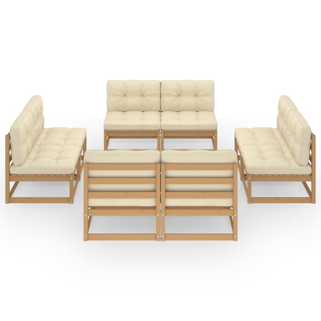 8-tlg. Garten-Lounge-Set mit Kissen Kiefer Massivholz