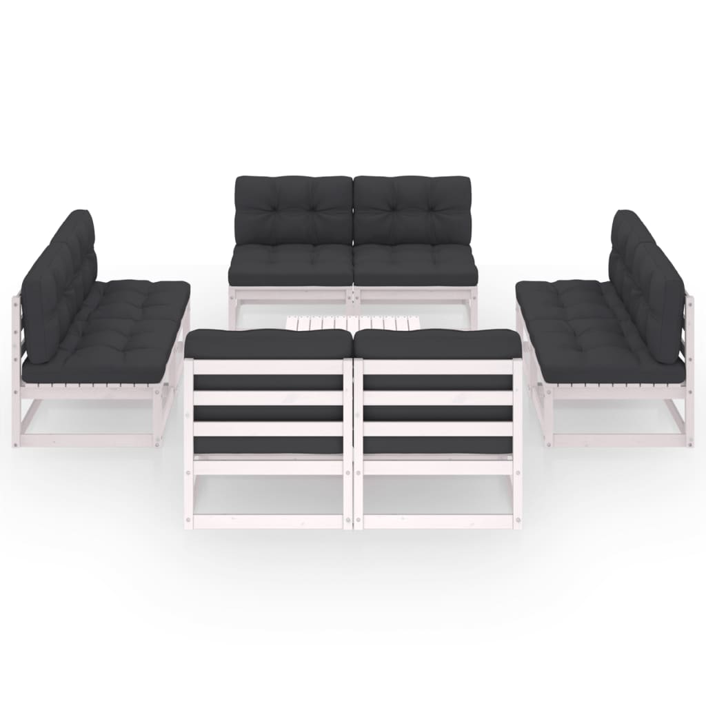 9-tlg. Garten-Lounge-Set mit Kissen Kiefer Massivholz