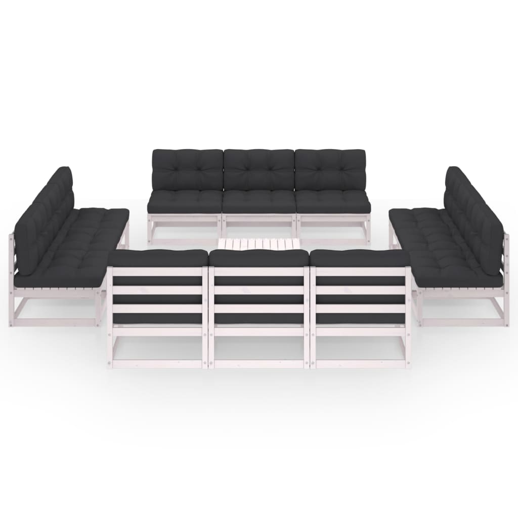 13-tlg. Garten-Lounge-Set mit Kissen Kiefer Massivholz