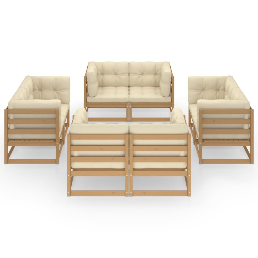 8-tlg. Garten-Lounge-Set mit Kissen Kiefer Massivholz