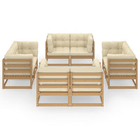 Thumbnail for 8-tlg. Garten-Lounge-Set mit Kissen Kiefer Massivholz