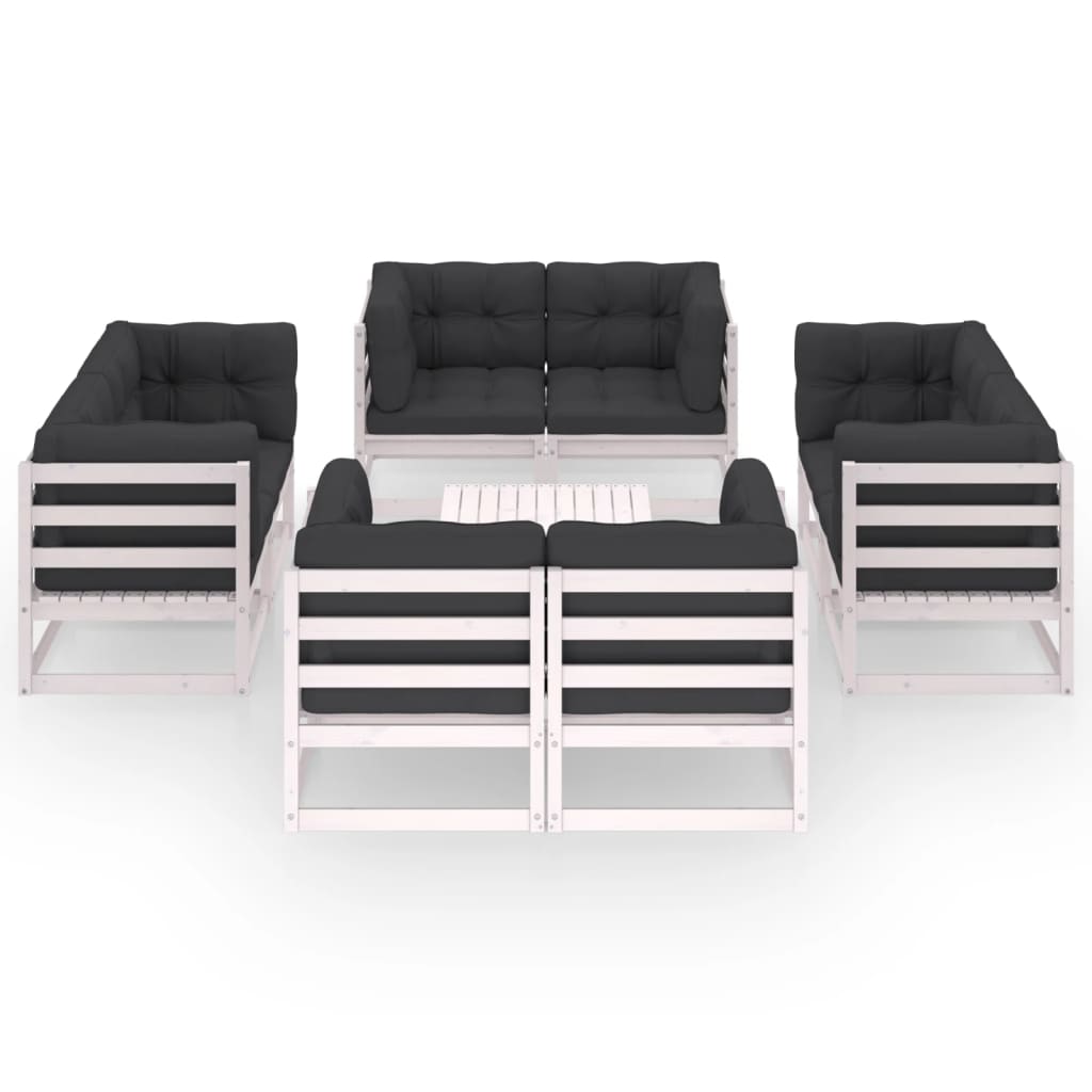 9-tlg. Garten-Lounge-Set mit Kissen Kiefer Massivholz