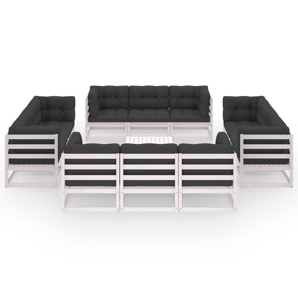 13-tlg. Garten-Lounge-Set mit Kissen Kiefer Massivholz