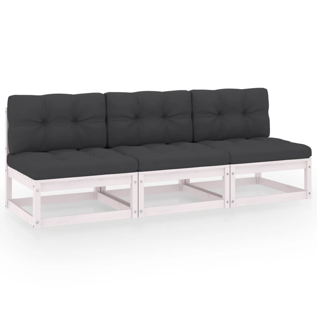 3-Sitzer-Sofa mit Kissen Massivholz Kiefer