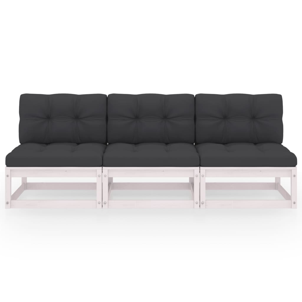 3-Sitzer-Sofa mit Kissen Massivholz Kiefer