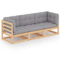 Thumbnail for 3-Sitzer-Gartensofa mit Kissen Kiefer Massivholz
