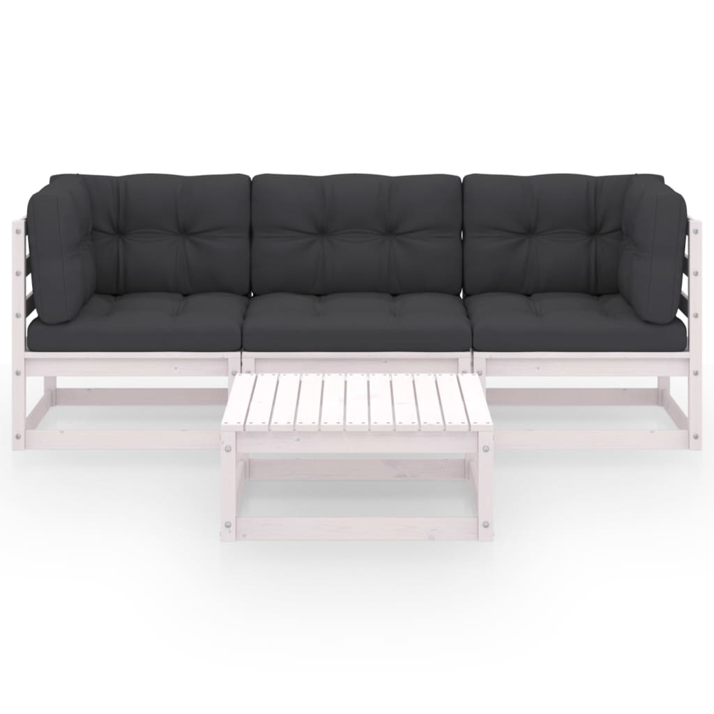 4-tlg. Garten-Lounge-Set mit Kissen Kiefer Massivholz