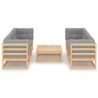 Thumbnail for 7-tlg. Garten-Lounge-Set mit Kissen Kiefer Massivholz
