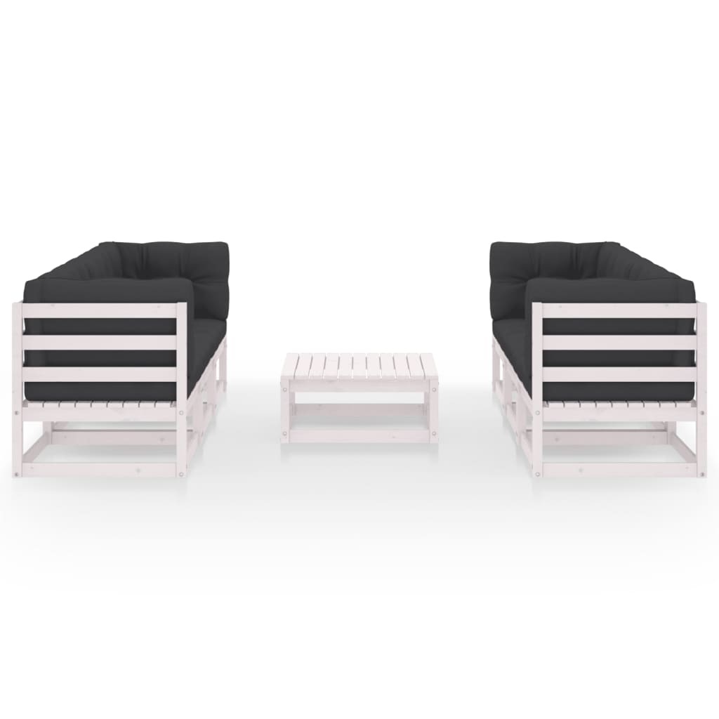 7-tlg. Garten-Lounge-Set mit Kissen Kiefer Massivholz