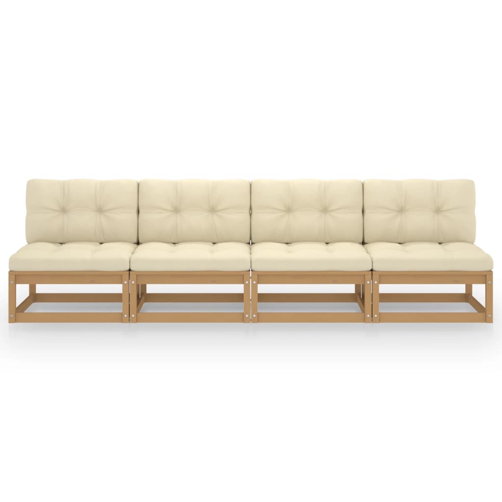 4-Sitzer-Gartensofa mit Kissen Kiefer Massivholz