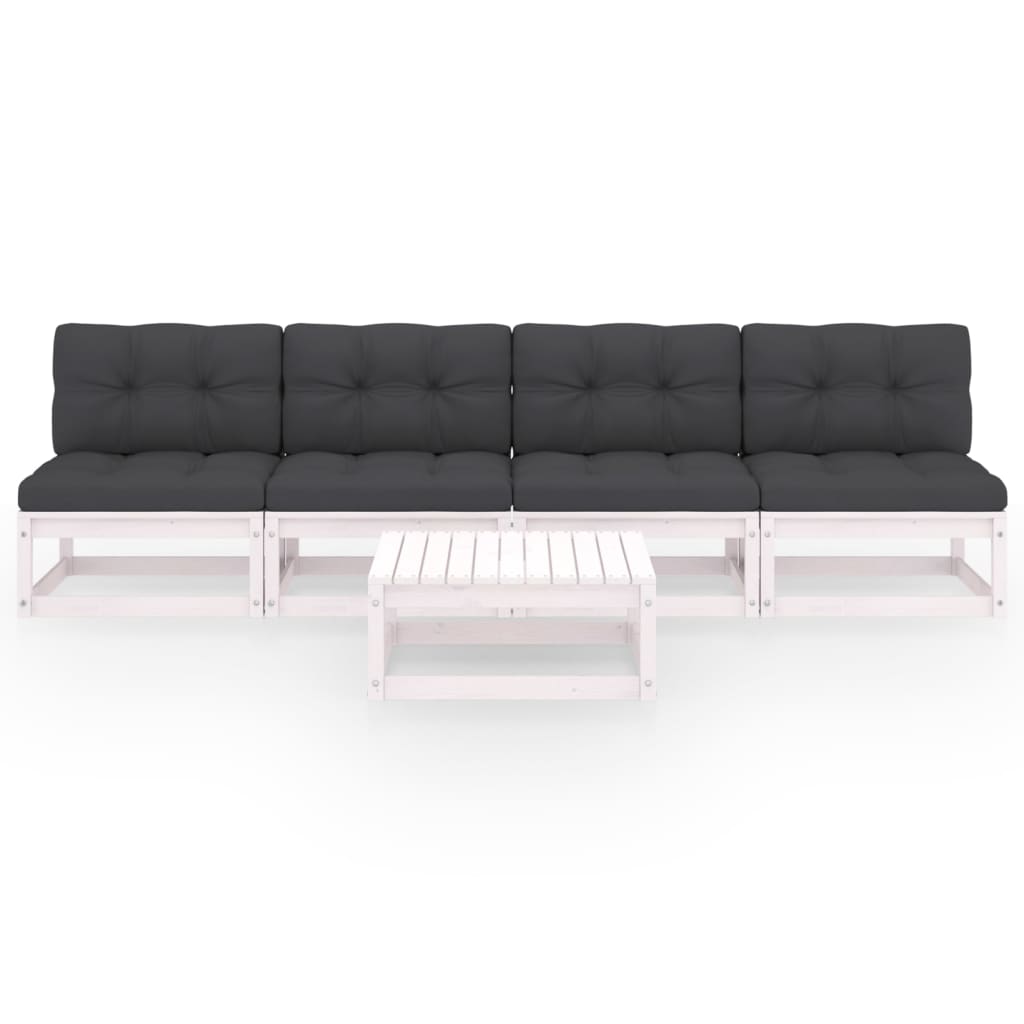 5-tlg. Garten-Lounge-Set mit Kissen Kiefer Massivholz