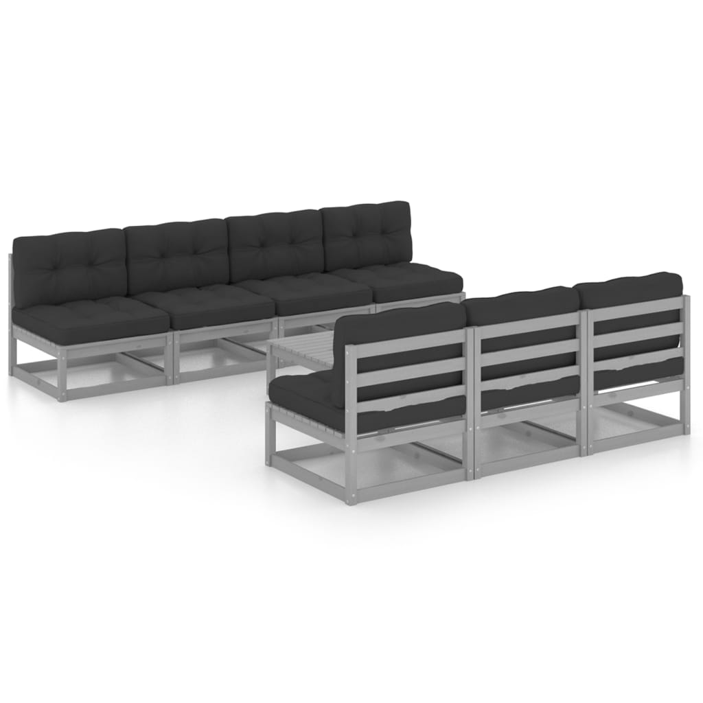 8-tlg. Garten-Lounge-Set mit Kissen Kiefer Massivholz