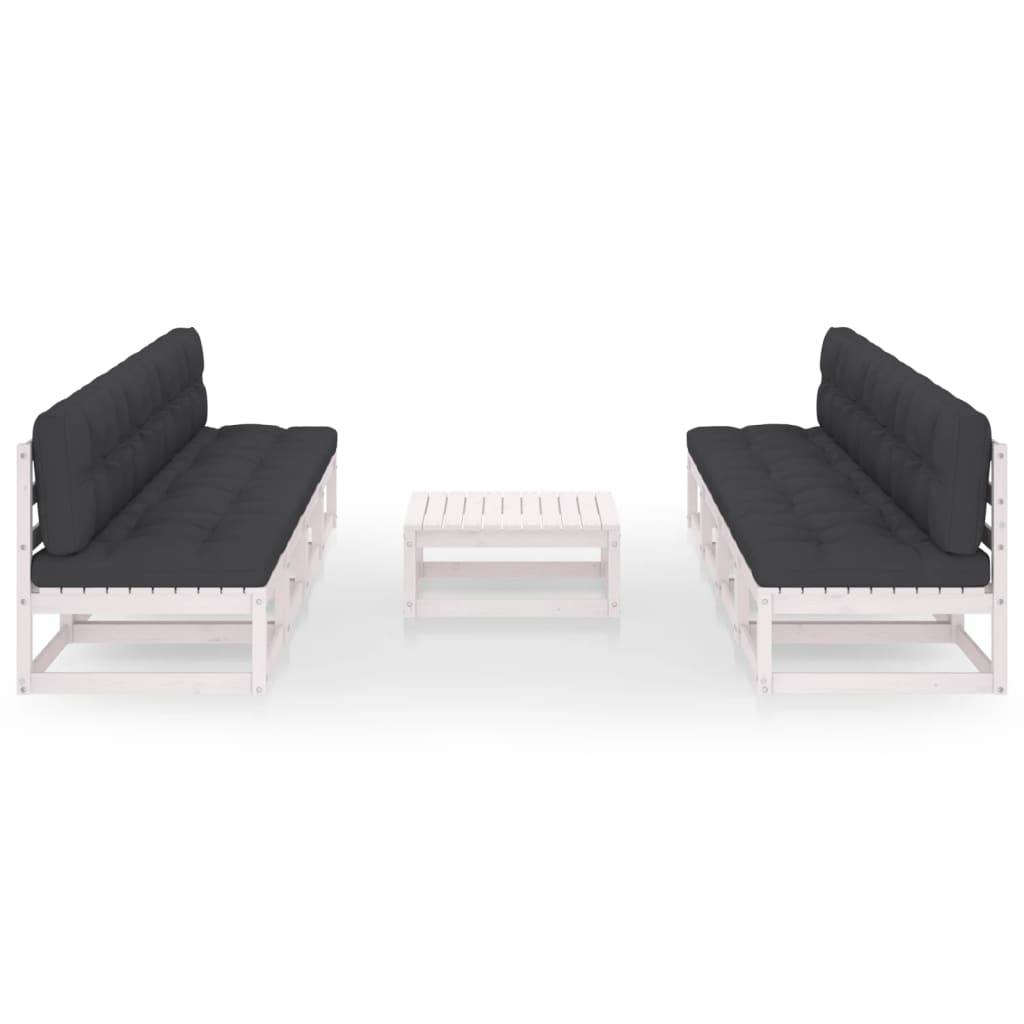 9-tlg. Garten-Lounge-Set mit Kissen Kiefer Massivholz